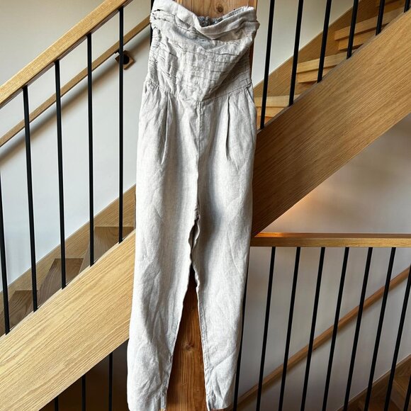 Abercrombie & Fitch Emerson Linen-Blend Strapless Jumpsuit - Size S - Picture 8 of 9